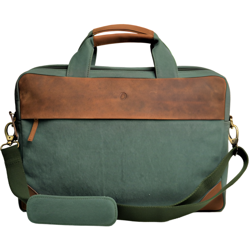 Canvas leather Office Bag for Men - Canvas Laptop Bag Men - Leather Briefcase for Men - Messenger Bag for Men -J0043