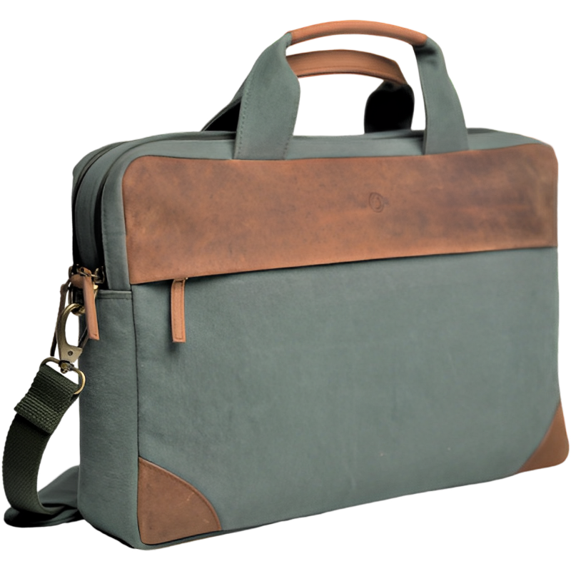 Canvas leather Office Bag for Men - Canvas Laptop Bag Men - Leather Briefcase for Men - Messenger Bag for Men -J0043