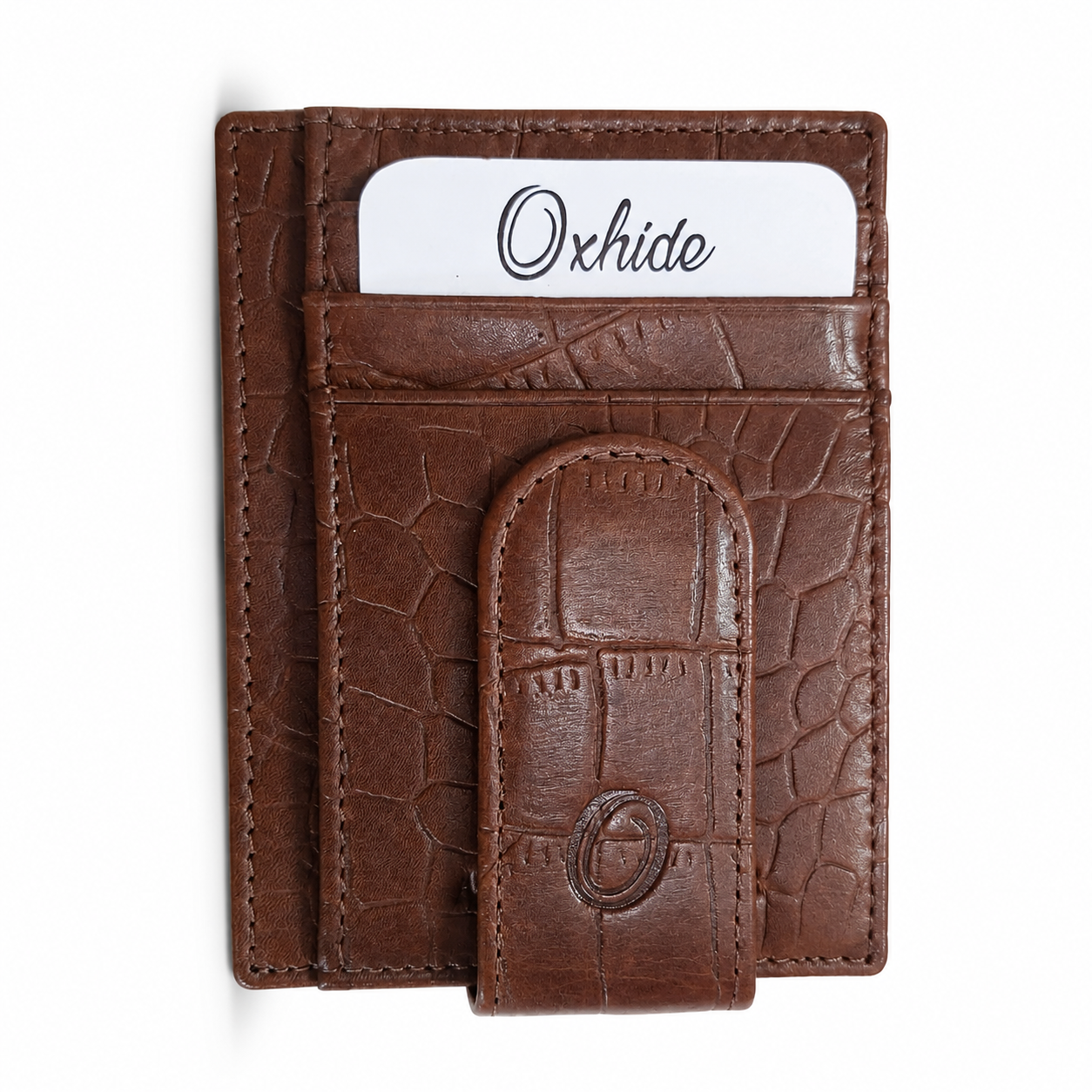 Money Clip Wallet Men Slim-Full Grain Leather Wallet  - Brown Wallet - ER13 Oxhide Brown
