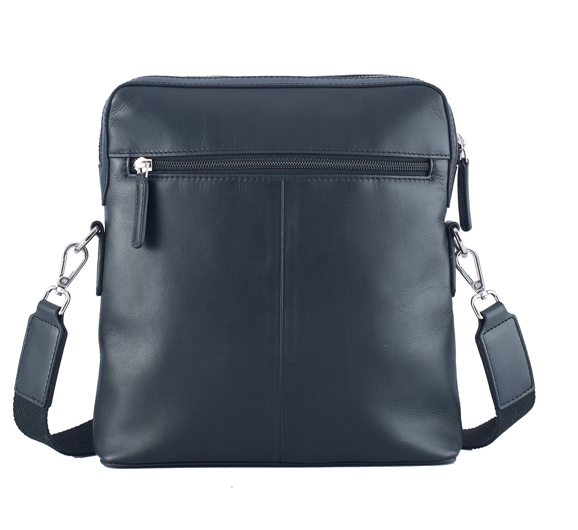 Premium Leather Messenger Bag - Full Grain Leather Sling Bag - Leather Bag for Men CR10 BLACK