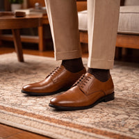 Tan Leather Formal Lace-Up Shoes-BOM-MXG931-TAN