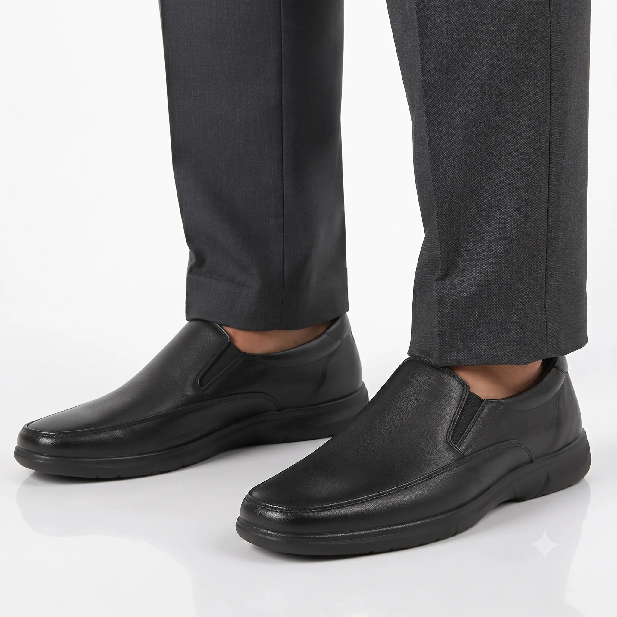 Leather Comfort Slip-On Shoes-TR 4606 Black