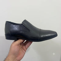 Black Leather Formal Slip-On Shoes -BOM-11635-BLK