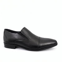 Black Leather Formal Slip-On Shoes -BOM-11635-BLK