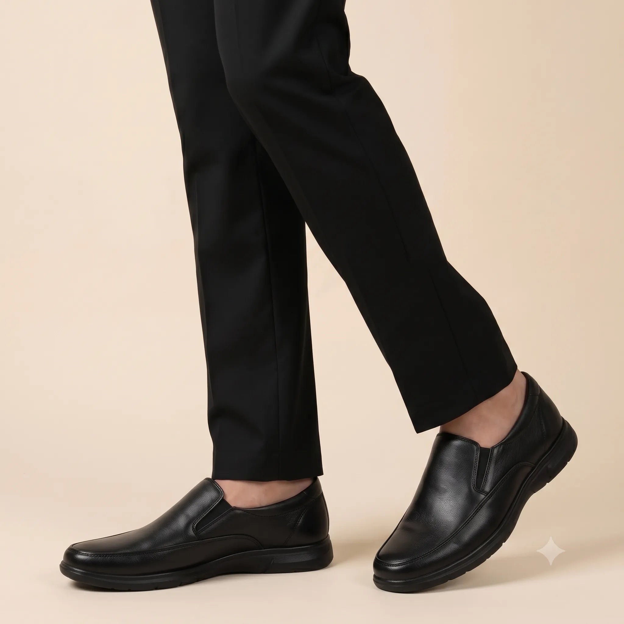 Leather Comfort Slip-On Shoes-TR 4606 Black