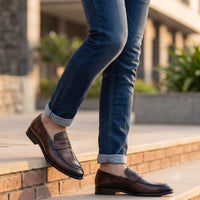 Brown Leather Penny Loafers-2803 BROWN