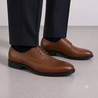Tan Leather Formal Lace-Up Shoes-BOM-MXG931-TAN
