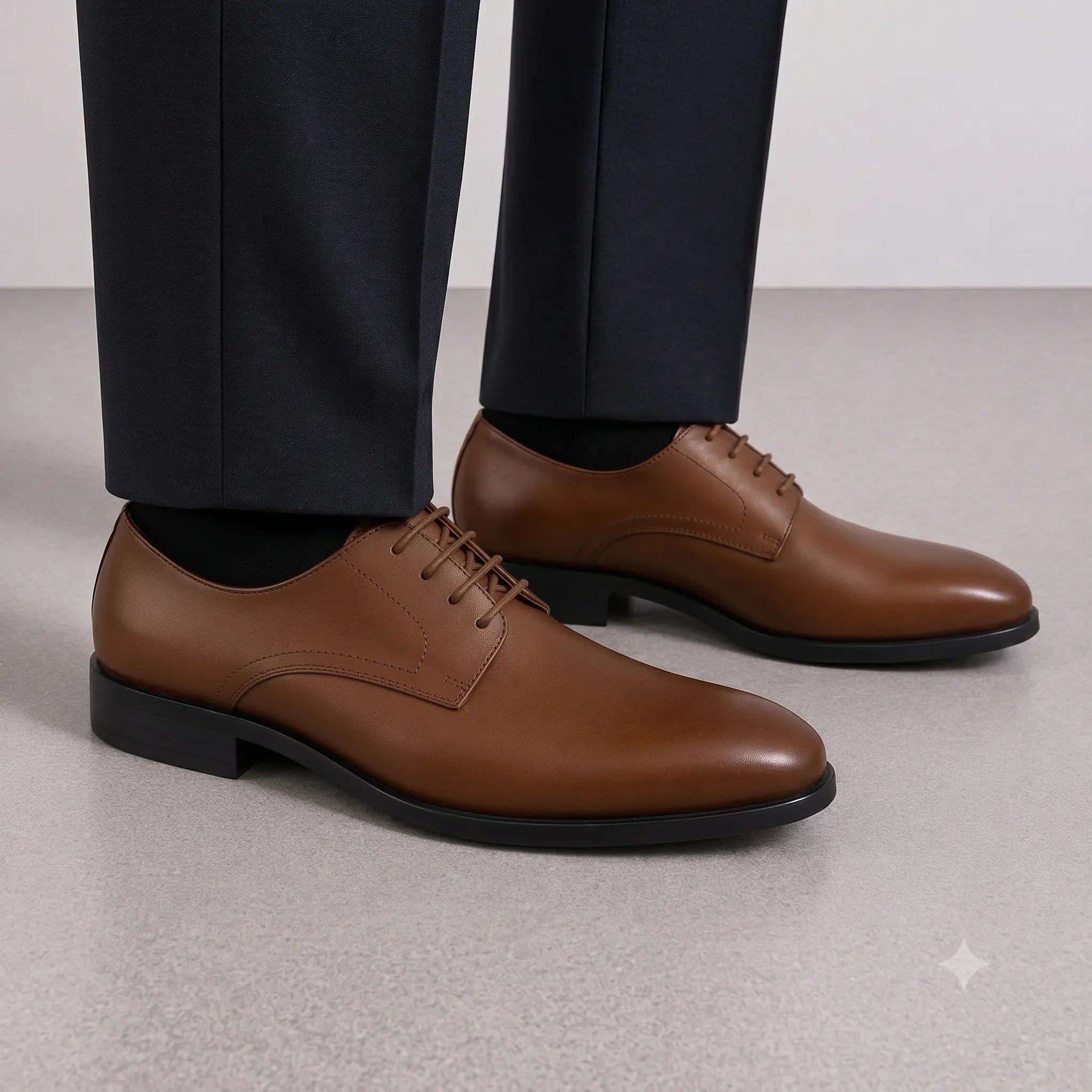Tan Leather Formal Lace-Up Shoes-BOM-MXG931-TAN