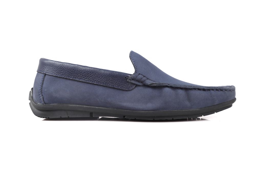 Navy Leather Slip-On Shoes-TR 1403 NAVY