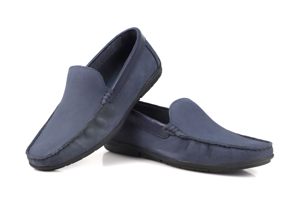 Navy Leather Slip-On Shoes-TR 1403 NAVY