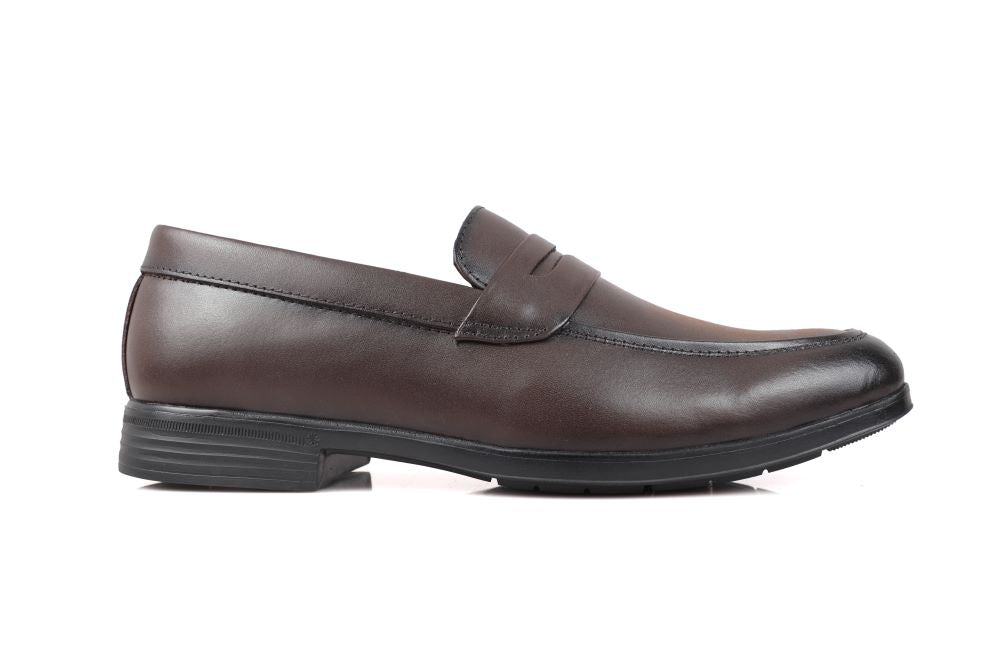 Brown Leather Penny Loafers-2803 BROWN