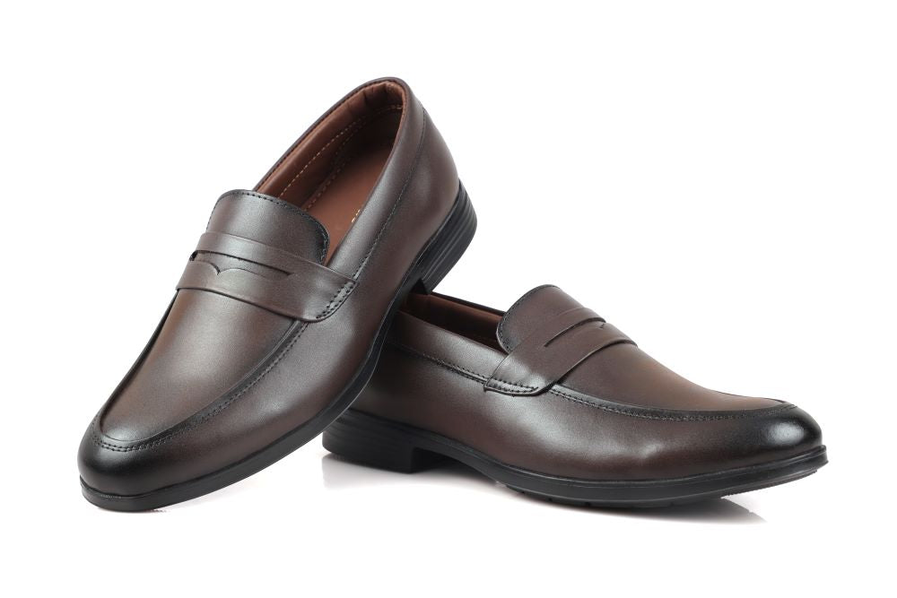 Brown Leather Penny Loafers-2803 BROWN