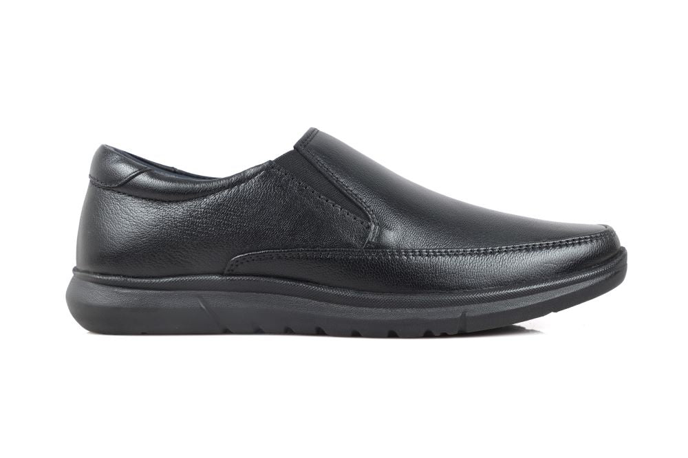 Leather Comfort Slip-On Shoes-TR 4606 Black
