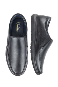Leather Comfort Slip-On Shoes-TR 4606 Black