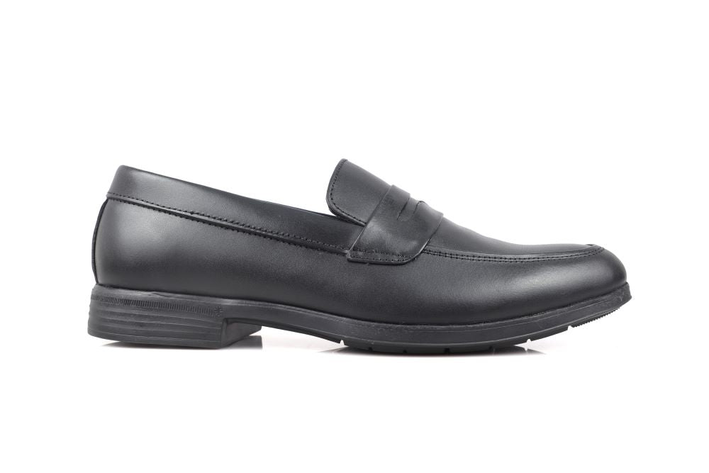 Black Leather Penny Loafers-TR 2803 BLACK