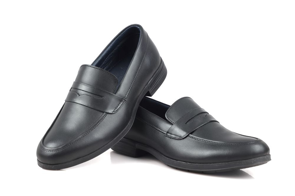 Black Leather Penny Loafers-TR 2803 BLACK