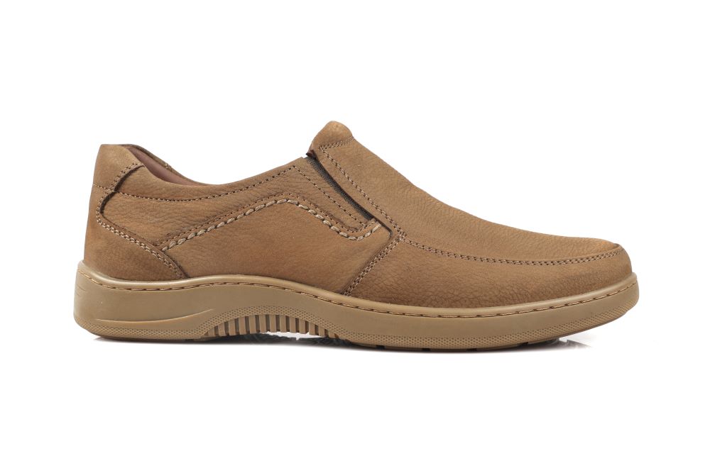 Olive Green Leather Comfort Slip-On Shoes -TR 6411 OLIVE