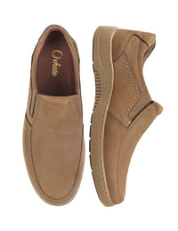 Olive Green Leather Comfort Slip-On Shoes -TR 6411 OLIVE