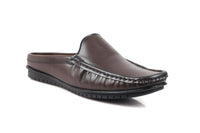 Brown Leather Back-Open Slip-On Shoes -TR 1406 BROWN