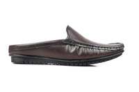Brown Leather Back-Open Slip-On Shoes -TR 1406 BROWN