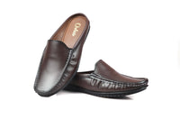 Brown Leather Back-Open Slip-On Shoes -TR 1406 BROWN