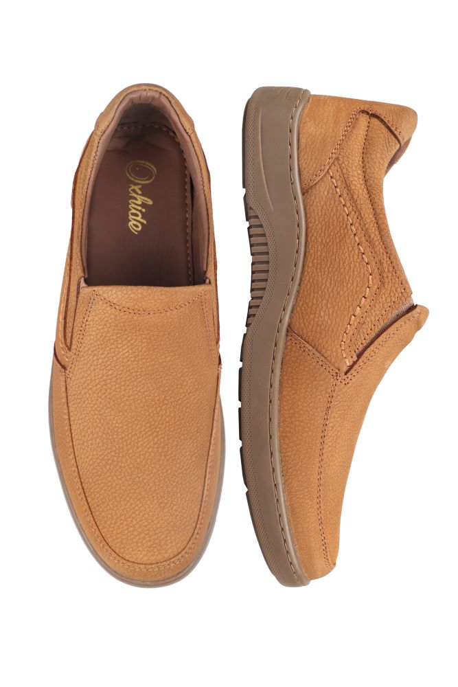 Leather Comfort Slip-On Shoes-TR 6411 Tan