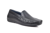 Oxhide Black Leather Slip-On Shoes-TR 1402 BLACK