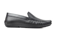 Oxhide Black Leather Slip-On Shoes-TR 1402 BLACK