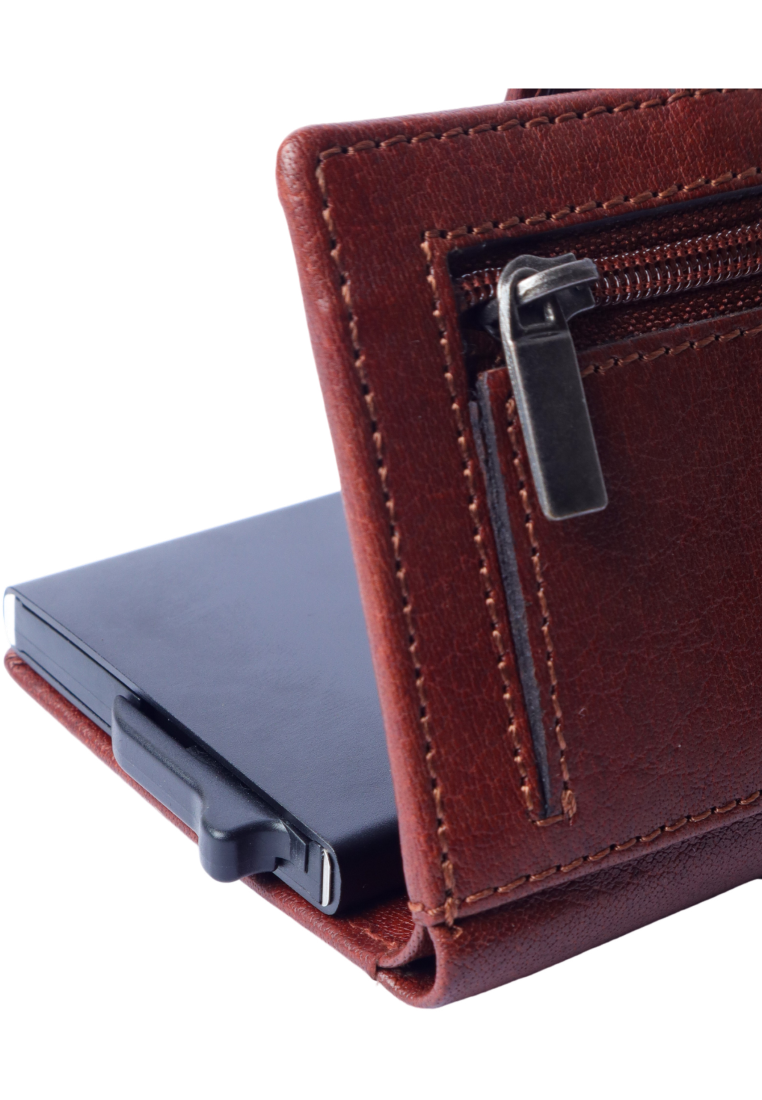 Pull-up Wallet for Men-Full Grain Leather Wallet Brown- SD05 Oxhide