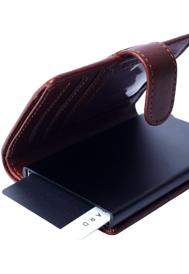 Pull-up Wallet for Men-Full Grain Leather Wallet Brown- SD05 Oxhide