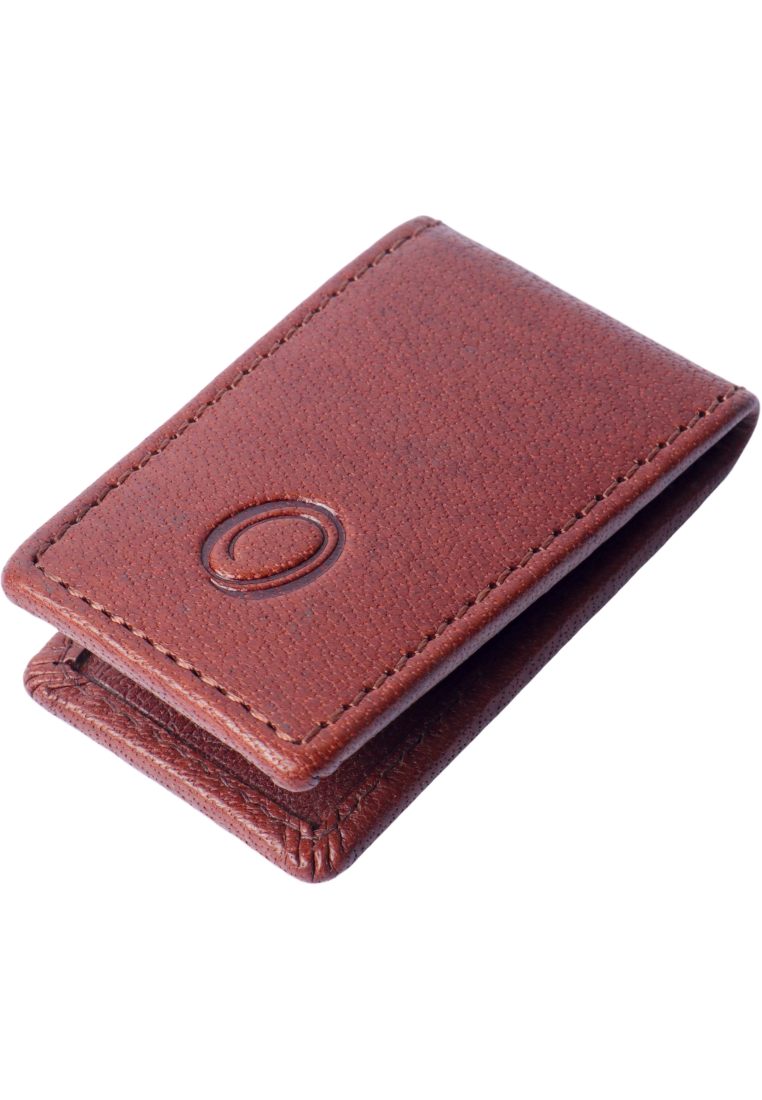Slim Money Clip for Men and Women  - Full Grain Leather money clip - ER07 Oxhide Tan