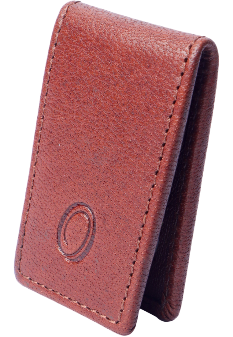 Slim Money Clip for Men and Women  - Full Grain Leather money clip - ER07 Oxhide Tan
