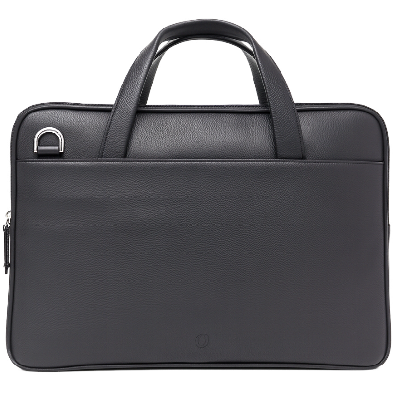 Oxhide Vintage Leather SLIM Laptop black Bag -Minimalist Black - J0066