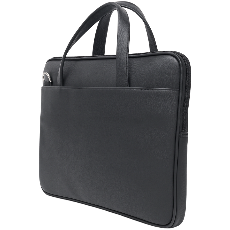 Oxhide Vintage Leather SLIM Laptop black Bag -Minimalist Black - J0066