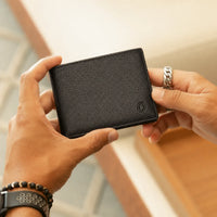 Men Wallet with Coin Pouch - Full Grain Leather Wallet - Bifold Wallet - Black Wallet -JG04 Oxhide