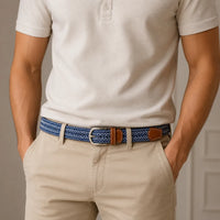 Elastic/Woven Stretchable - Blue and White- Oxhide BCN
