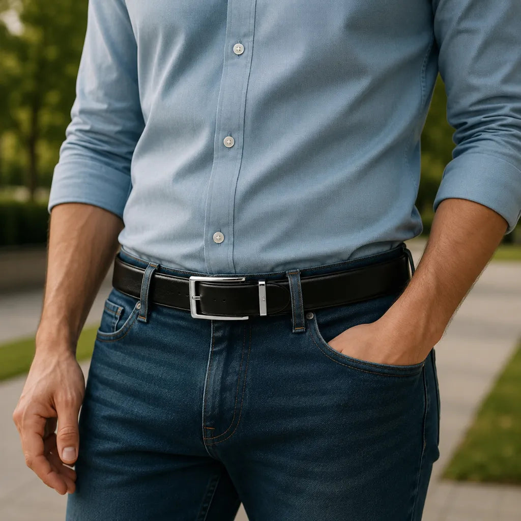 Leather Belt Men - Genuine Leather Belt - Formal Belt Men - Belt for Business Pant for Men - Reversible Leather Belt - Black Leather Belt - Leather Belt - Oxhide R4-Gallan