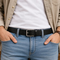 Formal Belt Men - Real Leather - Business / Office wear belt - Black - S28 - Palmilla
