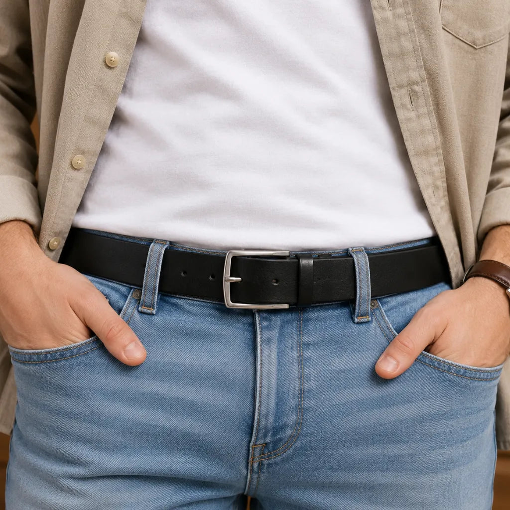 Formal Belt Men - Real Leather - Business / Office wear belt - Black - S28 - Palmilla