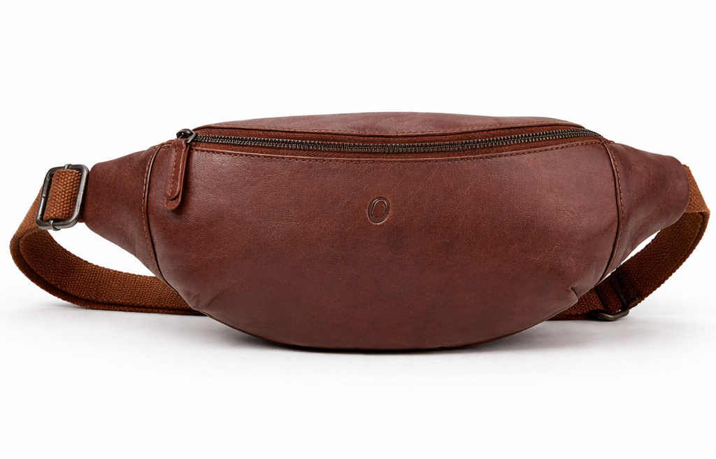 Leather Bum bag  waist  Pouch For Men - Small Leather Pouch - Cross Body Bag -SD02 Brown