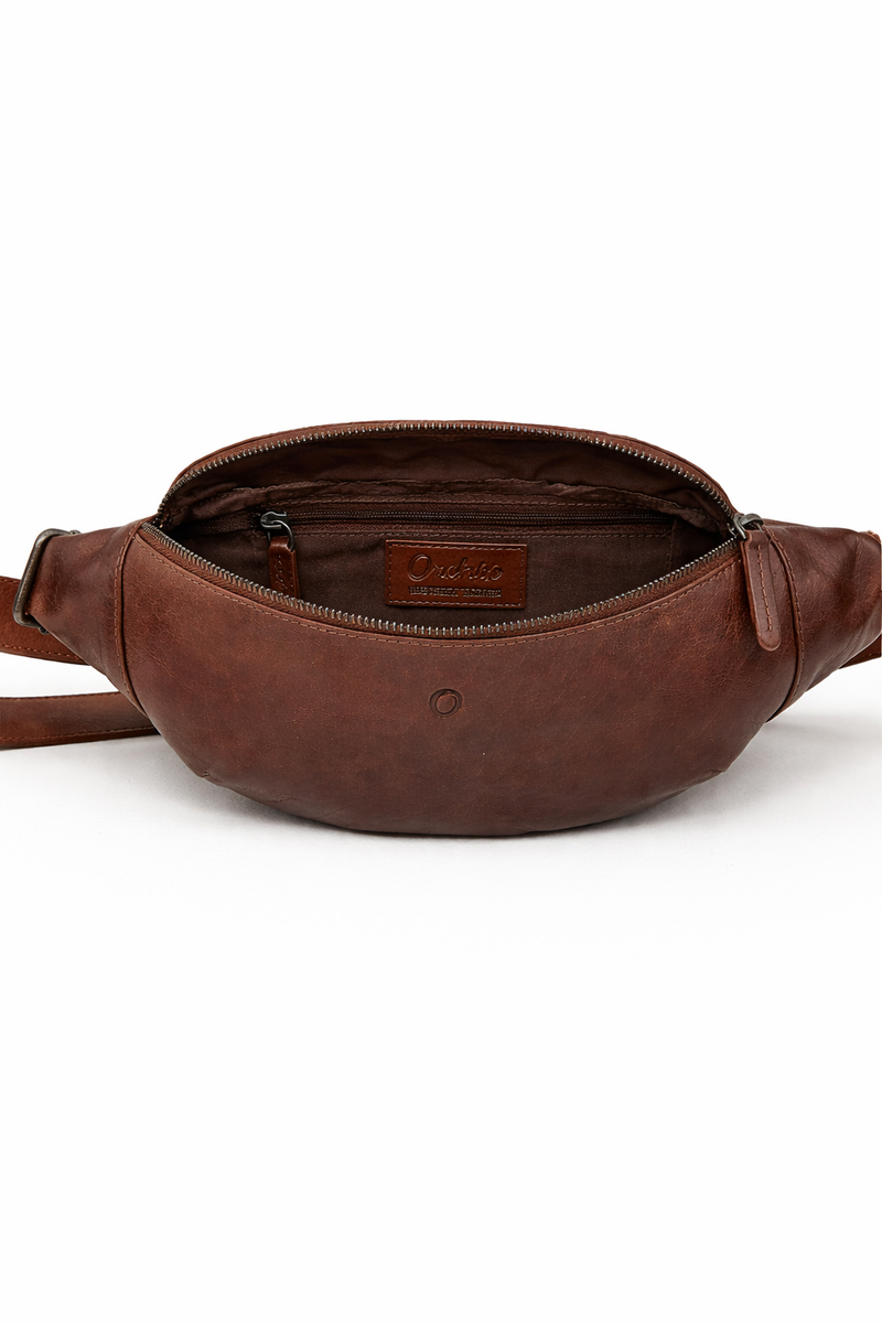 Leather Bum bag  waist  Pouch For Men - Small Leather Pouch - Cross Body Bag -SD02 Brown