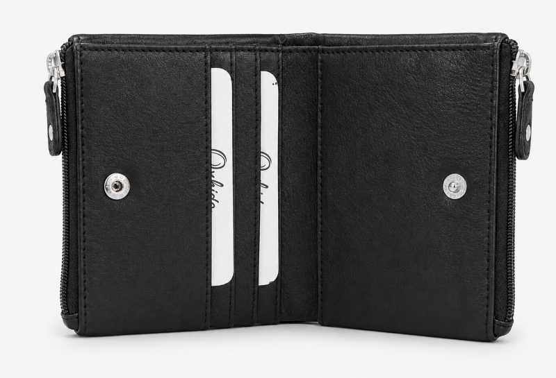 Oxhide Real Leather Coin Pouches Purses  Multi purpose Pouch Card Holder BLACK-SD17