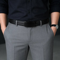Automatic Leather Belt - Real Leather Ratchet Belt - Men Leather Belt with Auto Lock Buckle -TRACK BELT-ABB6I Oxhide