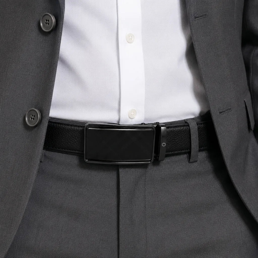 Mens Automatic Leather Belt - Full Grain Leather Ratchet Belt - TRACK BELT -ABB3A