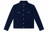 Real Leather Jacket - Lamb skin Jacket- Jacket for Men- Oxhide Trucker suede Blue