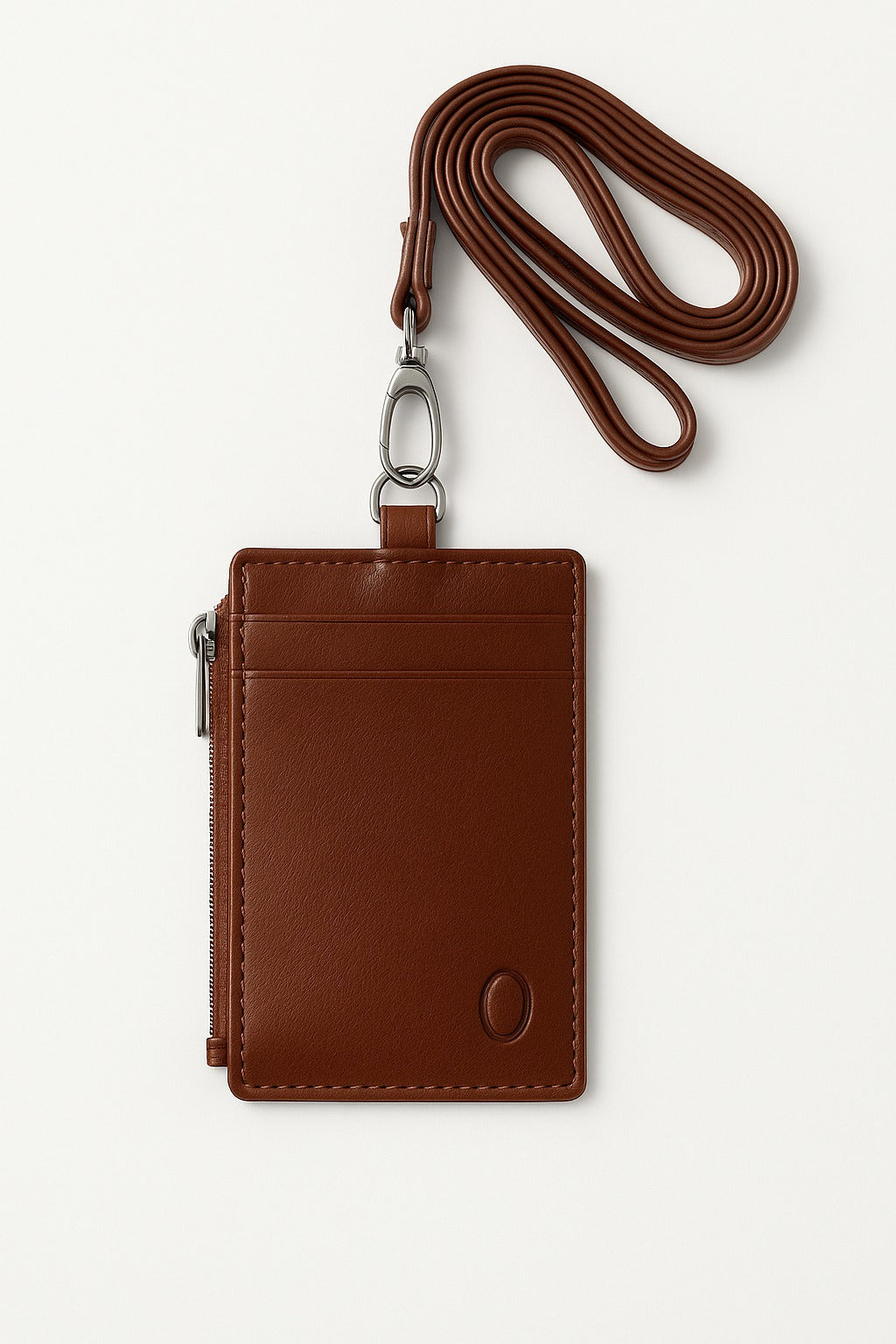 Oxhide Leather Lanyard / ID card holder Lanyard /Wallet/Leather - 4164 Brown