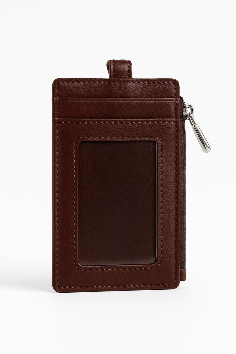 Oxhide Leather Lanyard / ID card holder Lanyard /Wallet/Leather - 4164 Brown