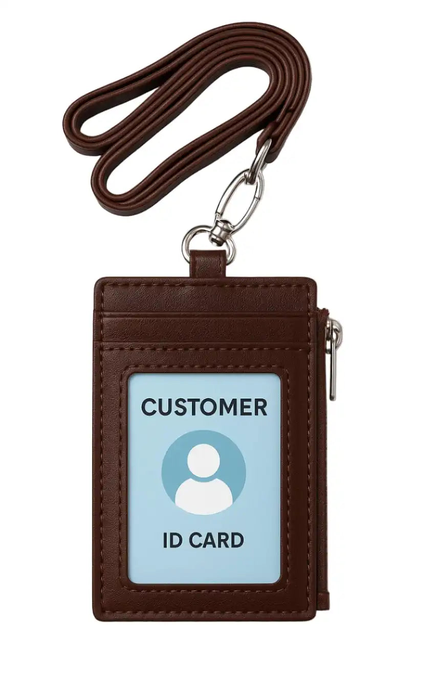 Brown leather ID card holder lanyard 4164 – Oxhide