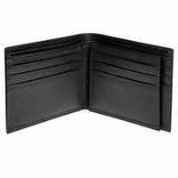 Wallet Men Black - Bifold Lucky  Wallet- Full Grain Leather Wallet with NO HOLE- Black Wallet - Oxhide 3851 Black