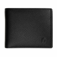 Wallet Men Black - Bifold Lucky  Wallet- Full Grain Leather Wallet with NO HOLE- Black Wallet - Oxhide 3851 Black